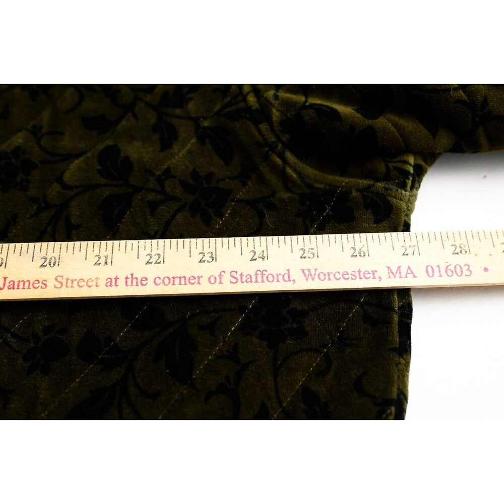 elisabeth liz claiborne Jacket plus size 2 Quilted Velvet green floral - Picture 4 of 6